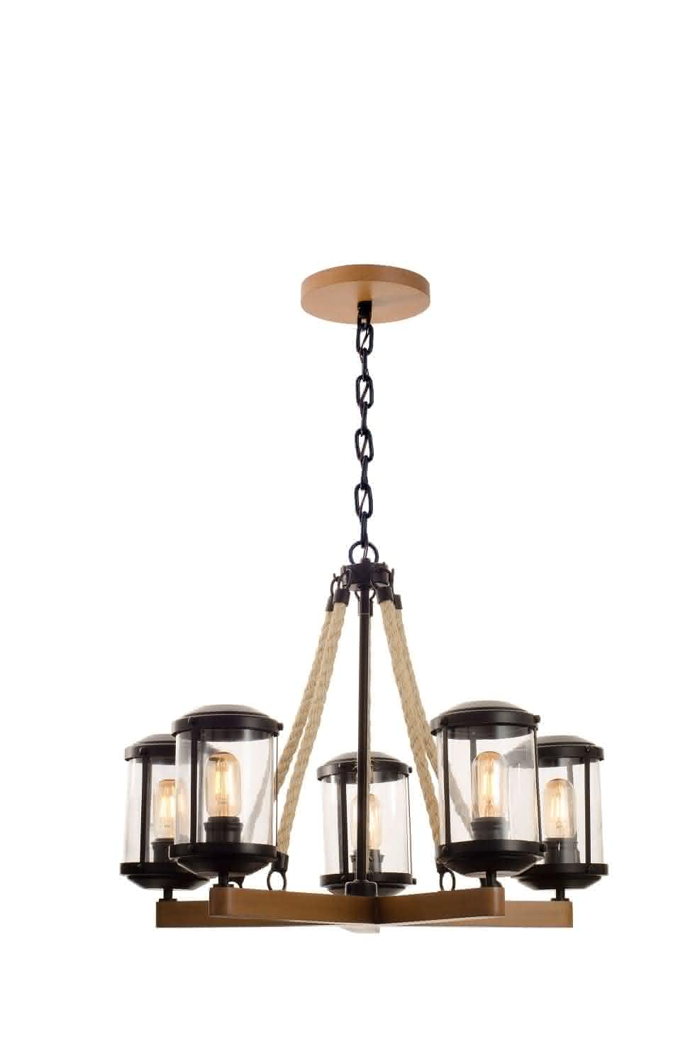 Lustre Rustico de Madeira 5 Cupulas Urban 2927/5 Madelustre