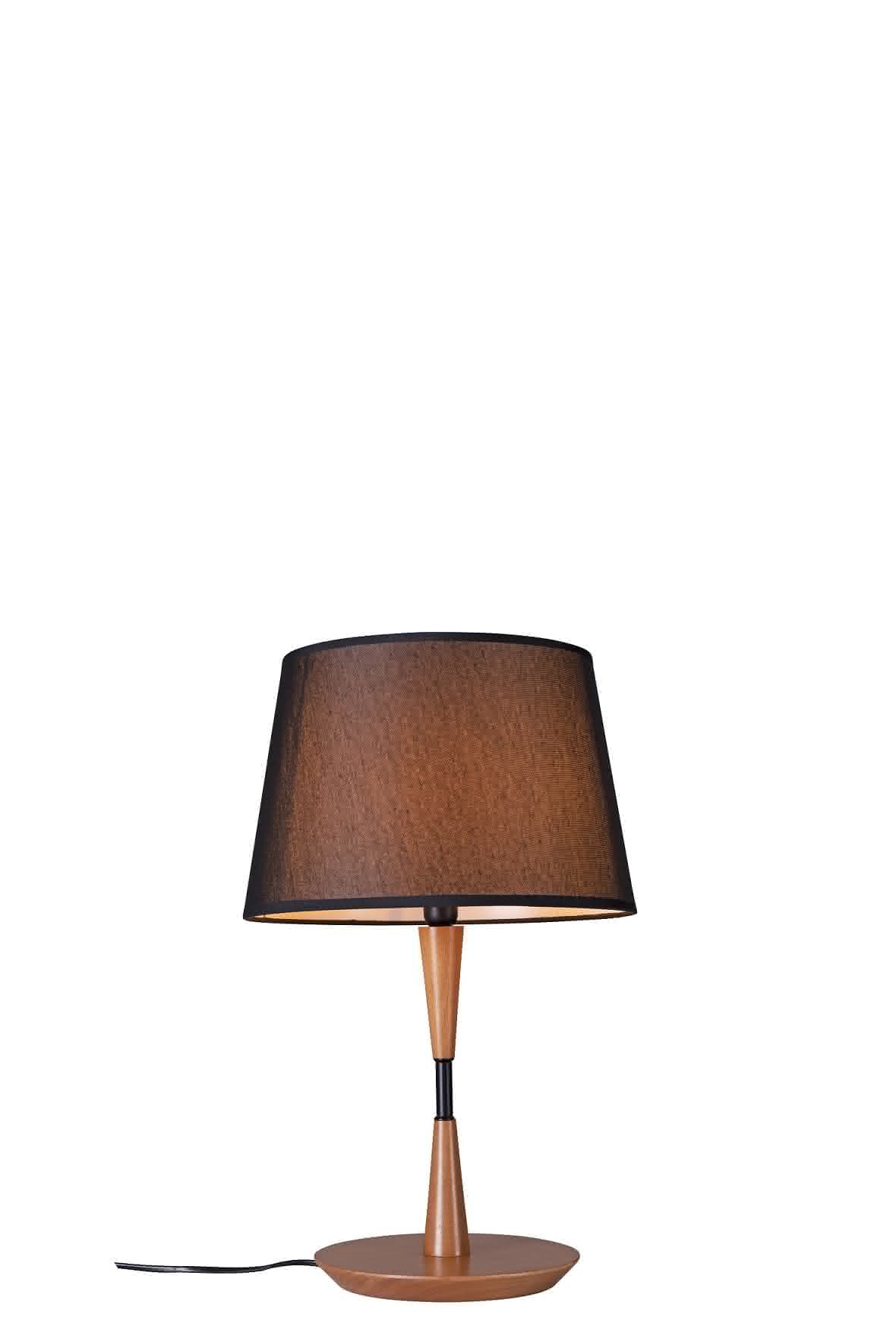 Abajur de Mesa Madeira e Metal Cupula Preta 37cm Stand 3025 1