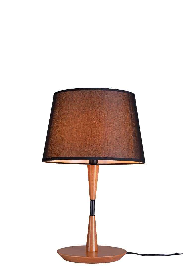 Abajur de Mesa Madeira e Metal Cupula Preta 47cm Stand 3026 1