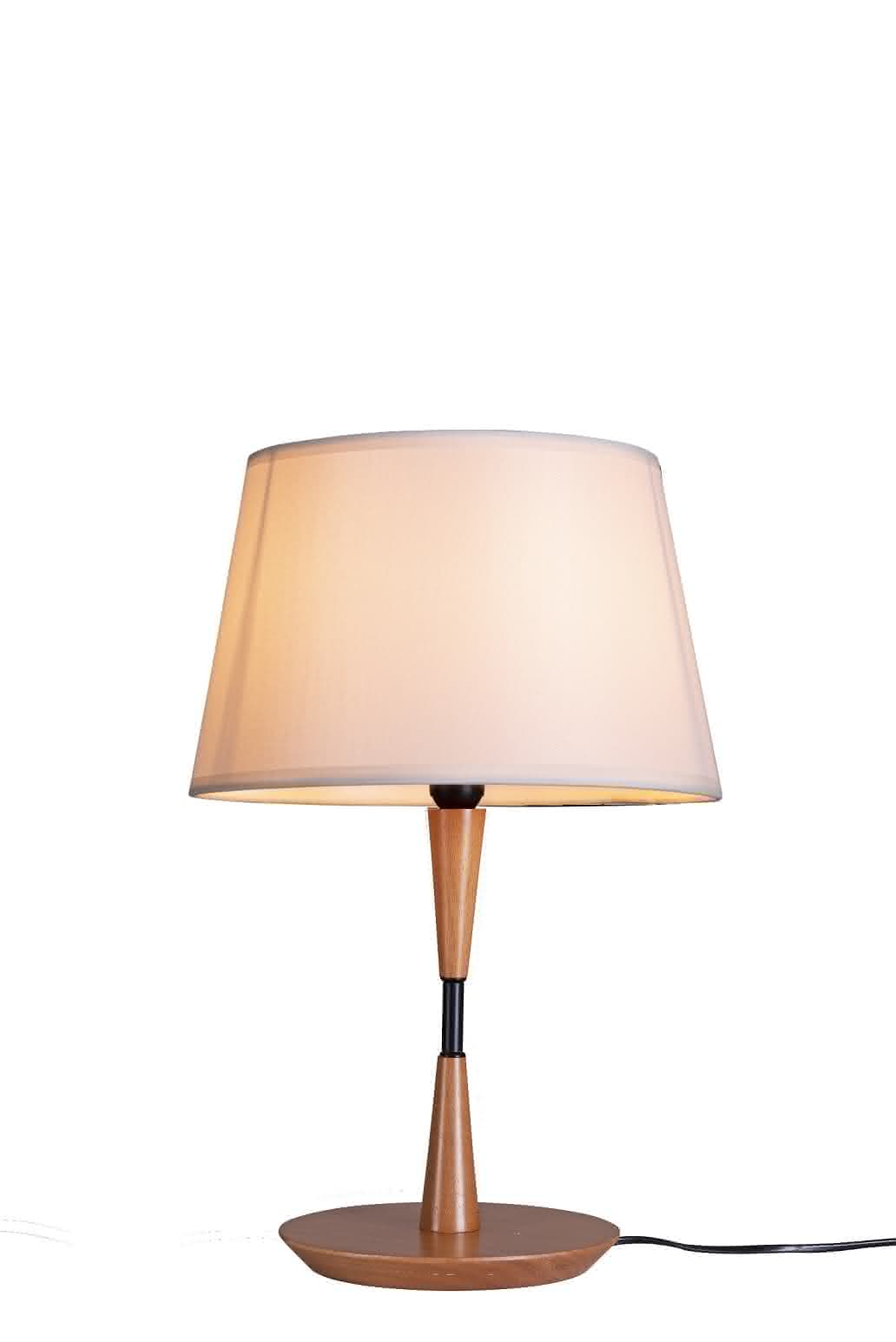 Abajur de Mesa Madeira e Metal Cupula Cru 47cm Stand 3026 1