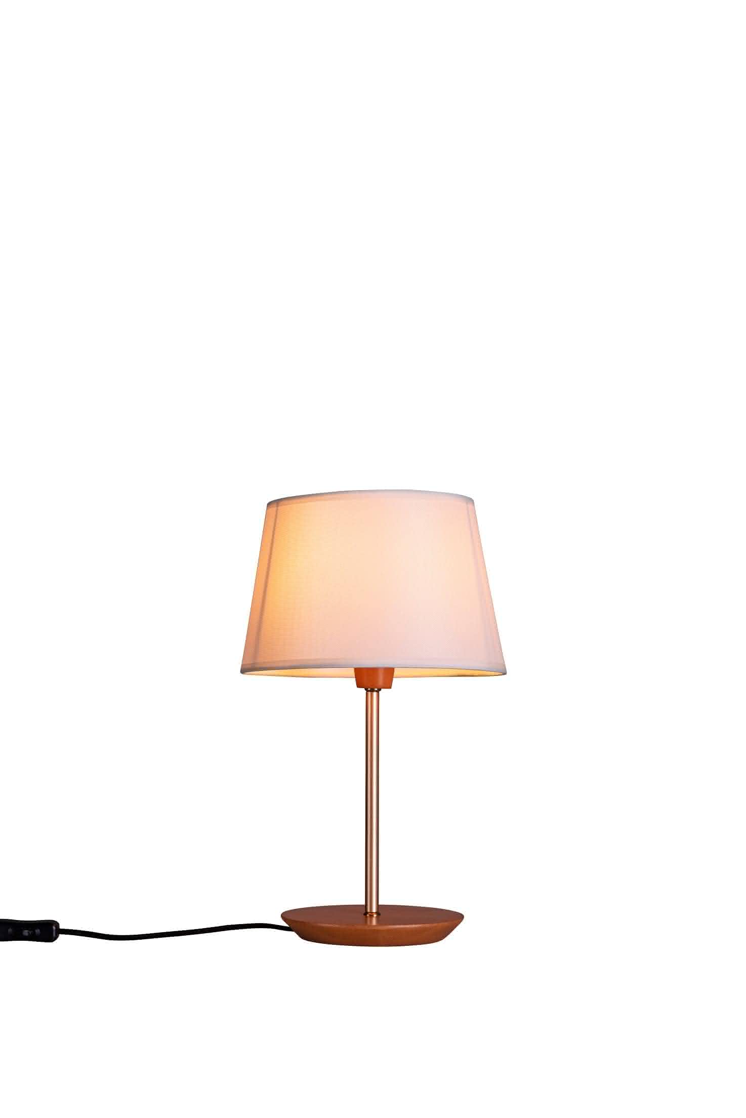 Abajur de Mesa Base Madeira 35cm Cupula Cru Slim 3038 1