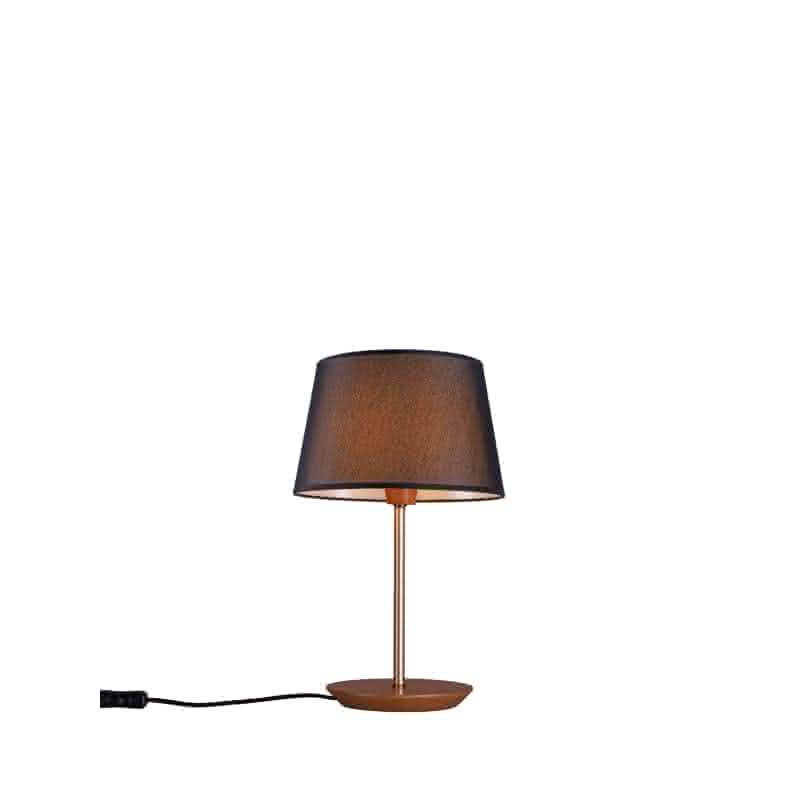 Abajur de Mesa Base Madeira 35cm Cupula Preta Slim 3038 1