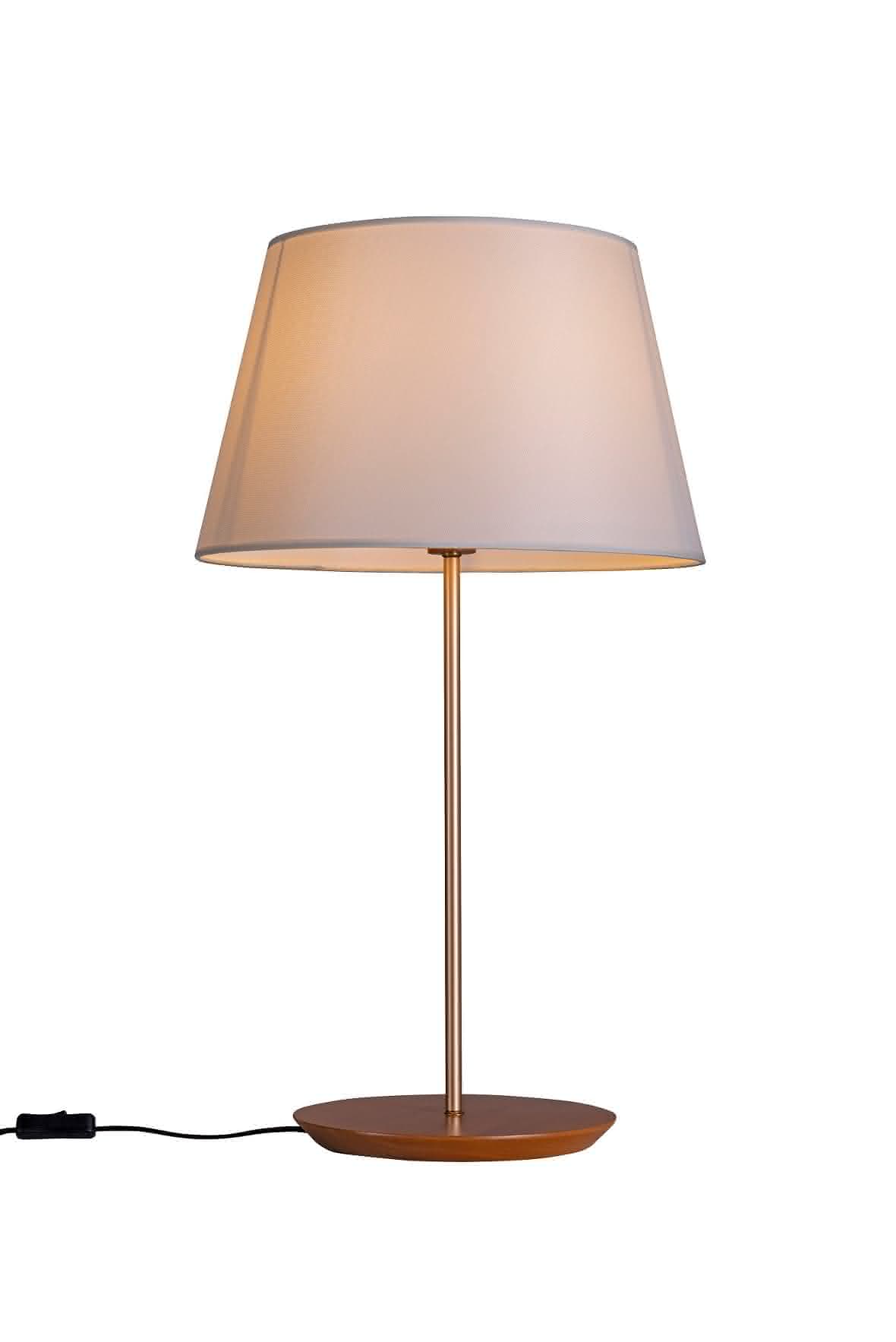 Abajur de Mesa Base Madeira 52cm Cupula Cru Slim 3040 1