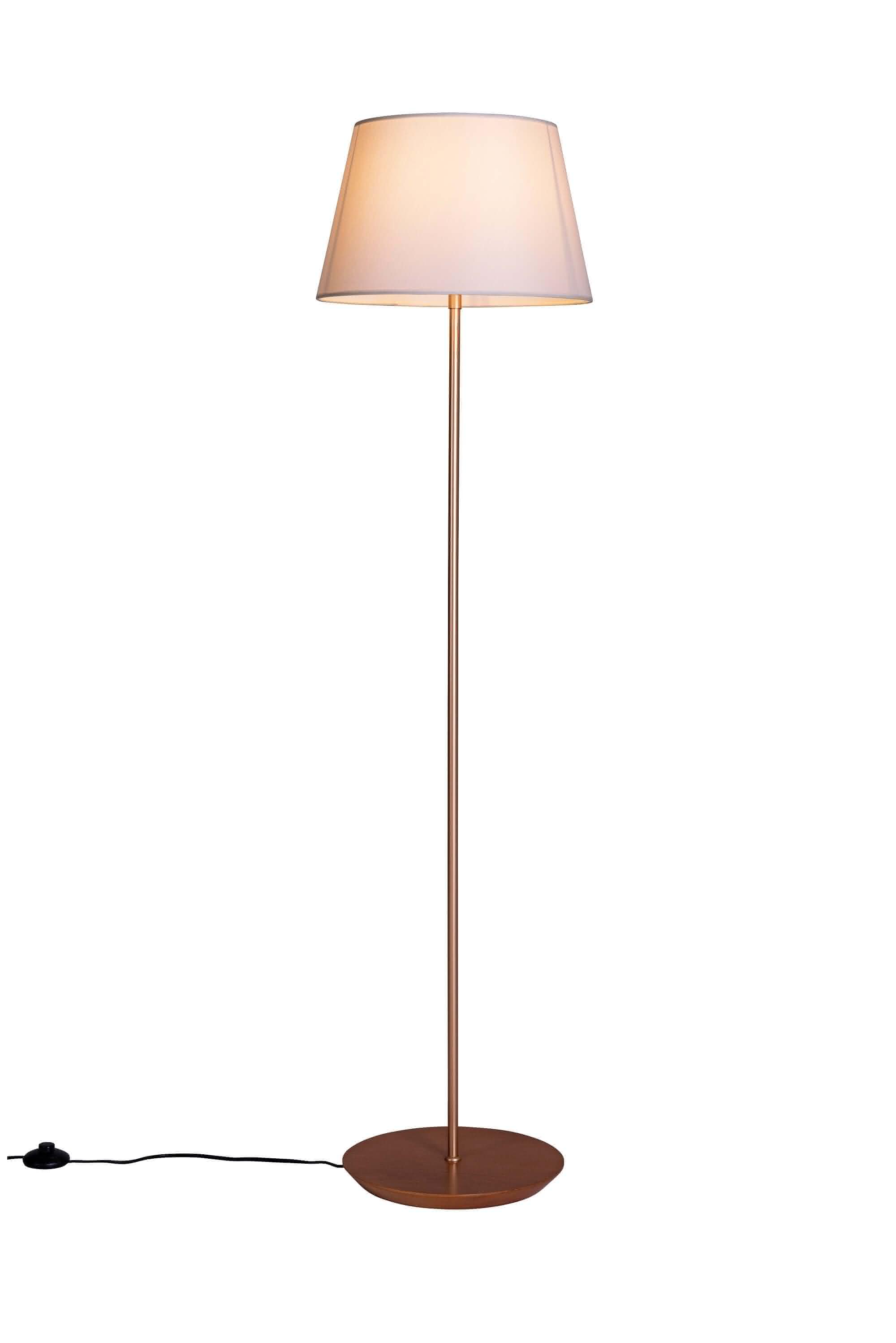 Luminária Chão Metal Madeira Cúpula Slim Madelustre