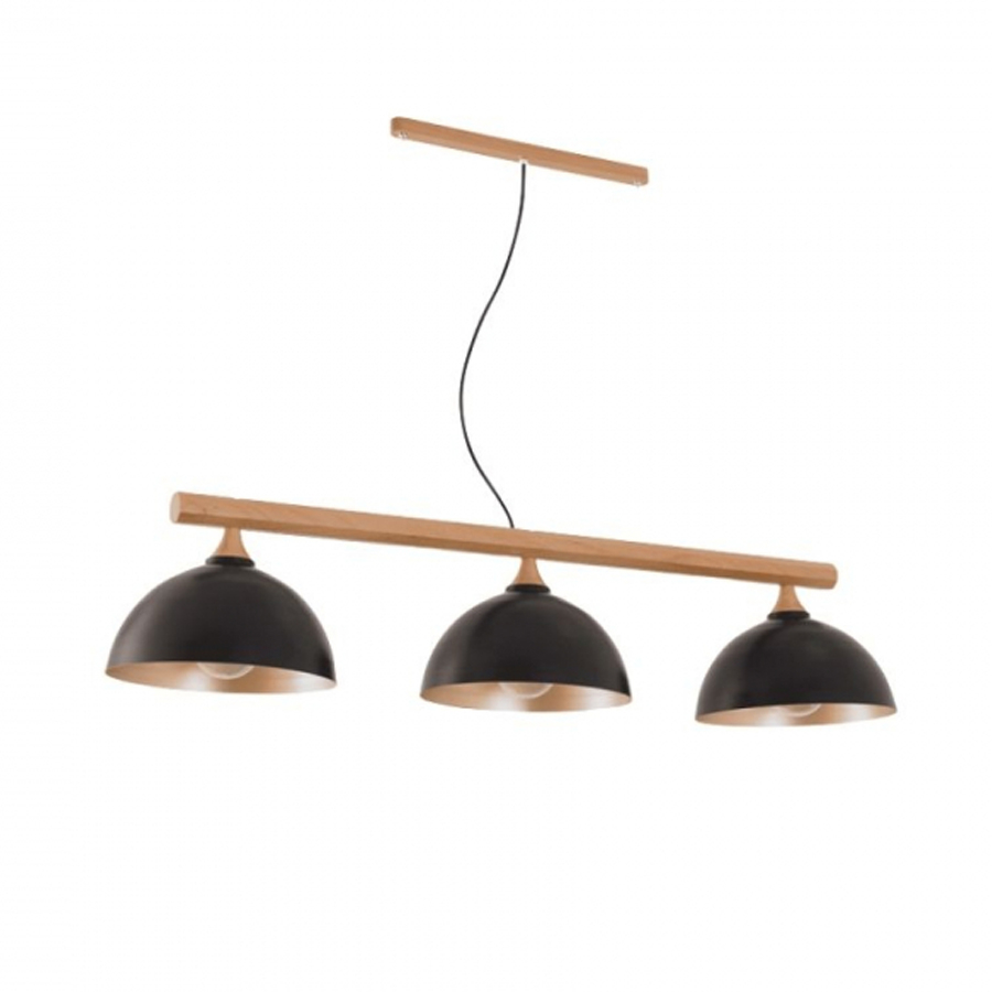 Pendente Cupulas Metal e Madeira Viena 120cm 3093 Madelustre