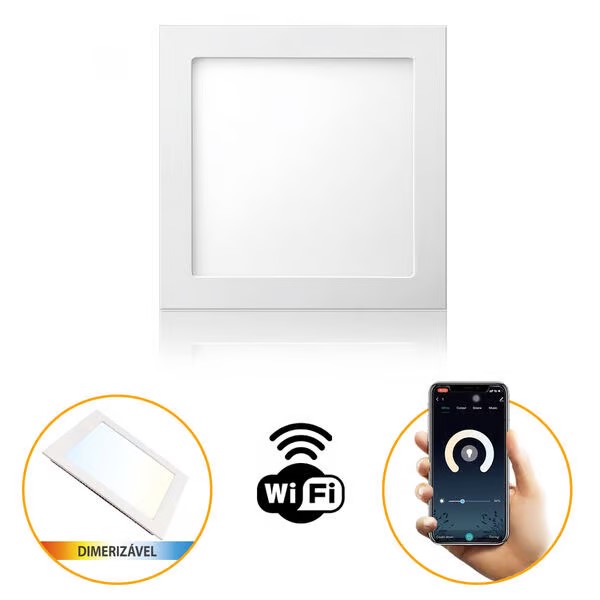 Painel Led Quadrado Smart 18W 3000K a 6000K Wi-fi 9851 Gaya