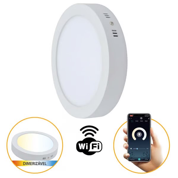 Painel Led Redondo Smart Sobrepor 18W Wi-fi IP20 9852 Gaya